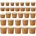 30Pcs Cork Stoppers, Wooden Tapered Cork Plugs, Wooden Tapered Wine Bottle Stoppers Replacement Corks for Wine Beer Bottle Crafts, 6 Sizes