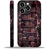 Flivro Magnetic Case for iPhone 16 Pro,Compatible with Magsafe,PC Hard Shell & Silicone Inner Bumper,Shockproof Full-Body Cover Slim Design for iPhone 16 Pro Case - Floral Bookish Dark