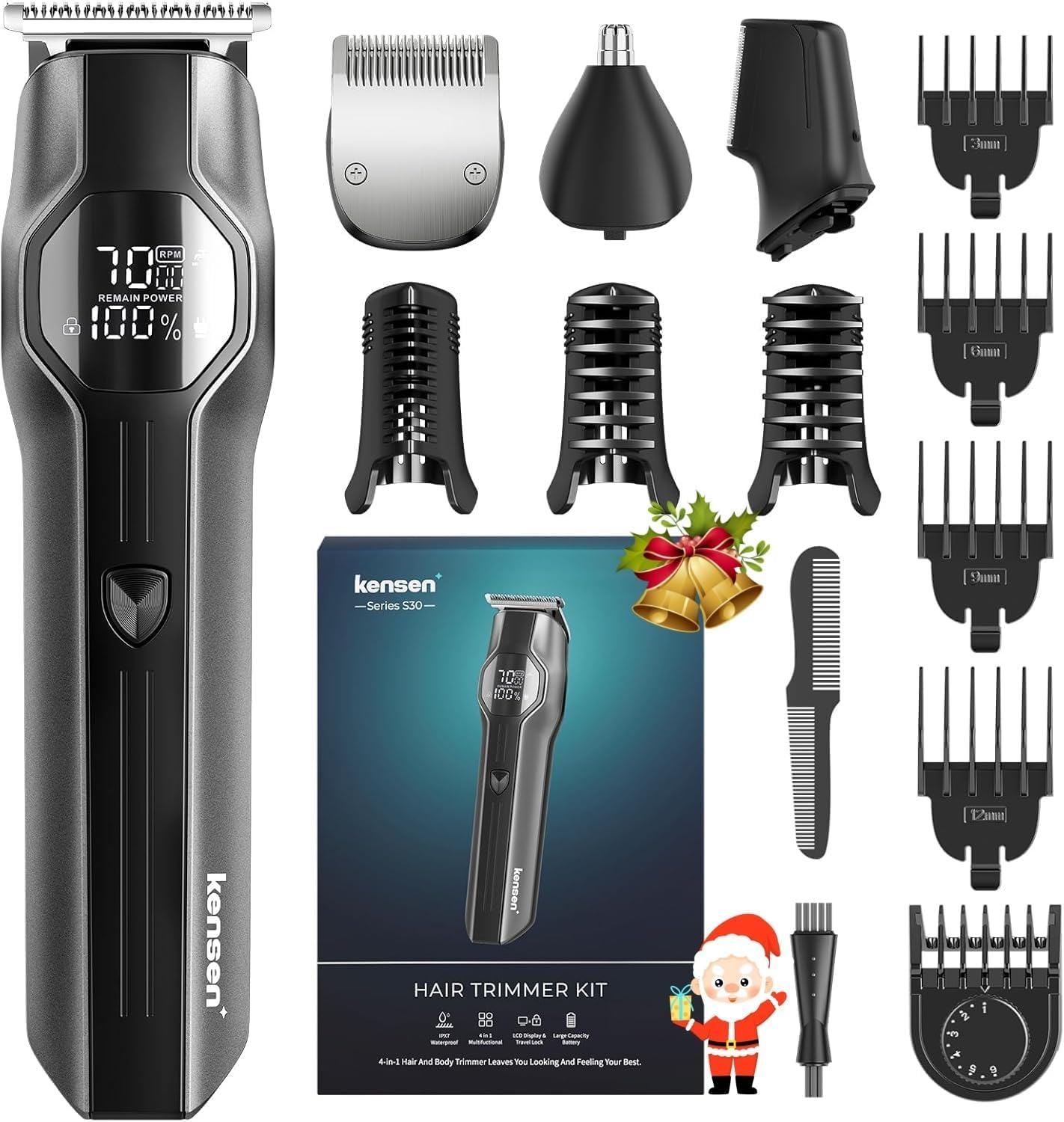 Beard Trimmer for Men - 14 Piece Professional Mens Grooming Kit, Christmas Gift Multi Groomer for Beard face Nose Ear Hair Trimmer Hair Cutting kit IPX7 Wet/Dry Use 210 Mins Shaving for Him Father