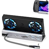13-in-1 Dual-Fan Docking Station for Steam Deck/MSI Claw/Switch | 4K@60Hz HDMI,Gigabit Ethernet,100W PD 3.0,Dual Fans, Type-C Cable, 5 USB ports,SD/TF, compatible with Rog Xbox Ally/Legion Go