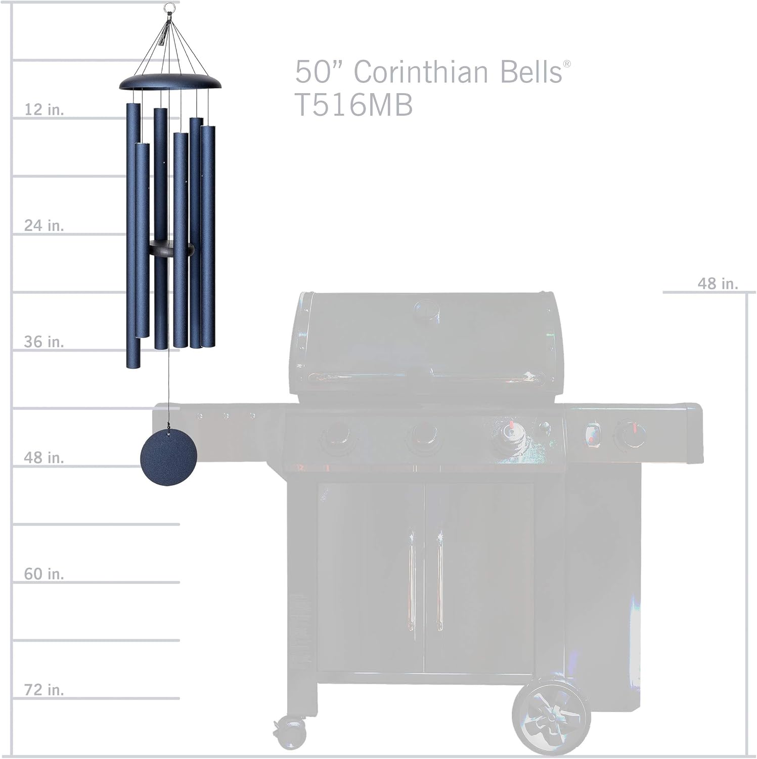Corinthian Bells 50-inch Windchime, Midnight Blue : Garden & Outdoor