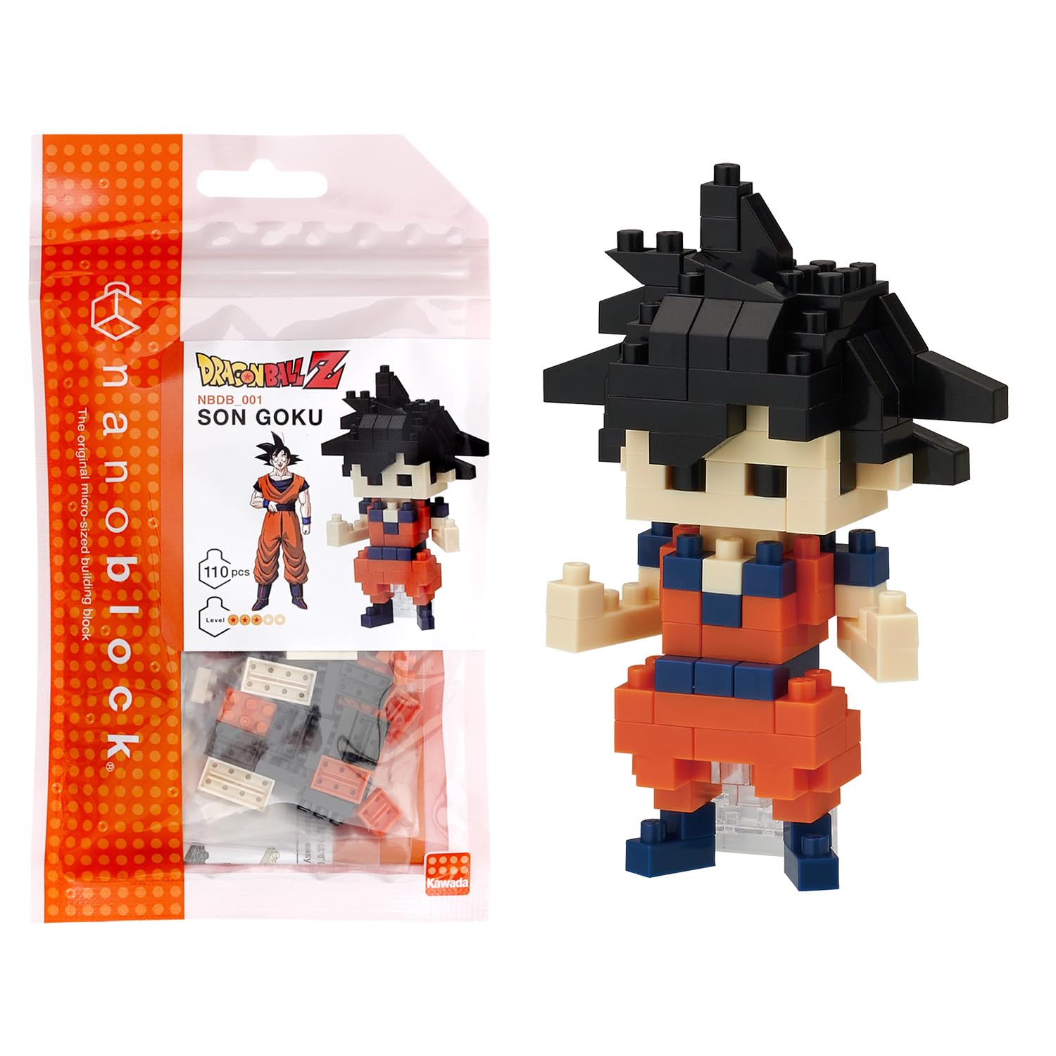 nanoblock Bandai Son Goku - Dragon Ball Z - Mini Building Block Figure - Construction Game - Kit for Manga Pixel Figure - NBDB001