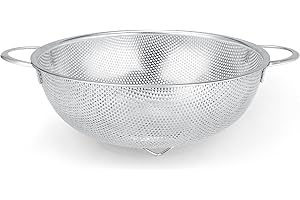 Gulex Colander Stainless Steel 3-Quart, Metal Strainers with Base, Strainer for Kitchen Food, Dishwasher Safe