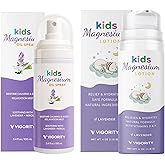 Kids Magnesium Lotion & Magnesium Sleep Spray Set - Calming Lavender Magnesium Oil Spray for Kids Bedtime + Soothing Body Lotion for Nighttime Legs & Feet Comfort, Aromatherapy Lavender & Neroli