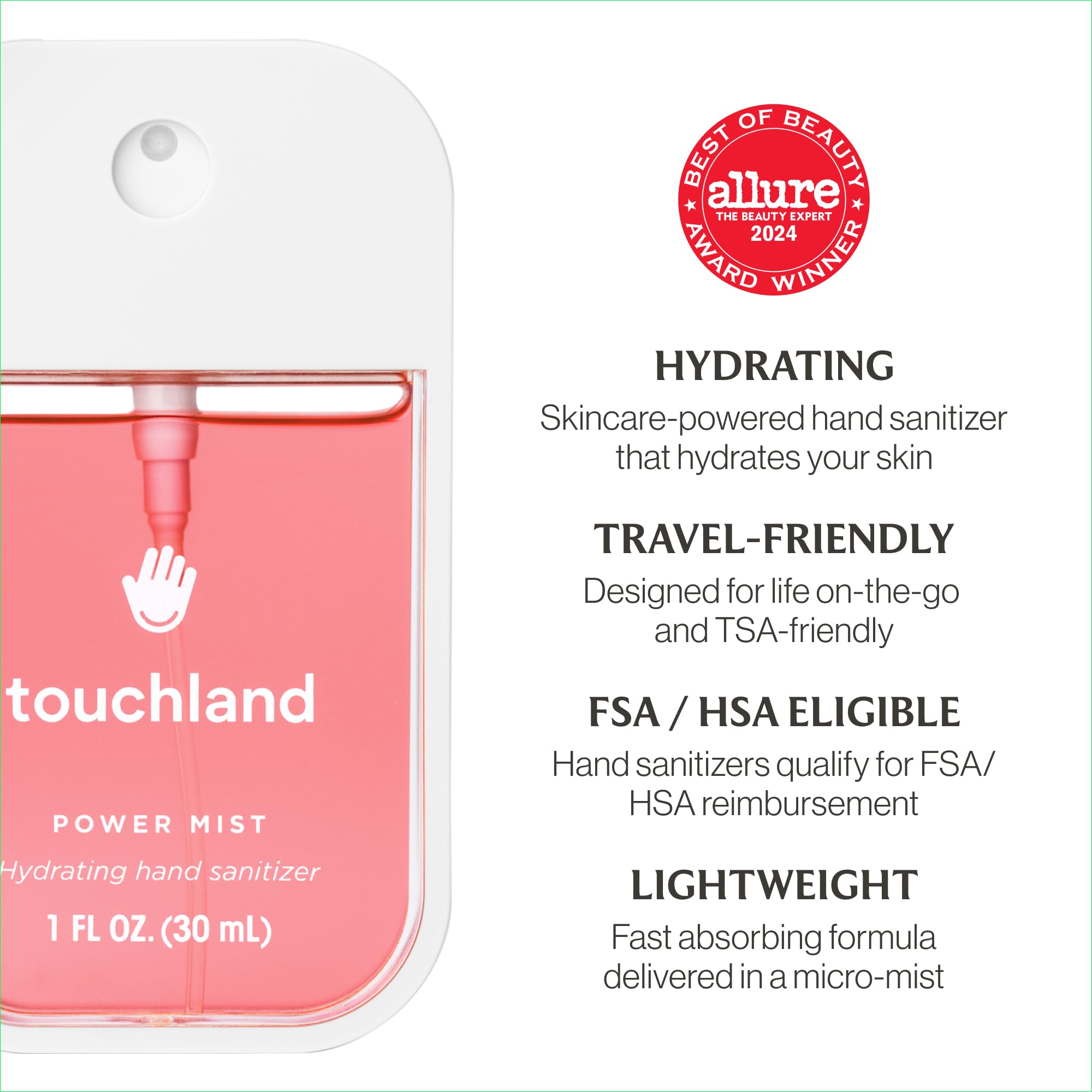 Touchland Power Mist Hydrating Hand Sanitizer Spray, JUICY Trio Set (Watermelon, Peach, Berry), 1 FL. OZ. Travel Size (Set of 3)