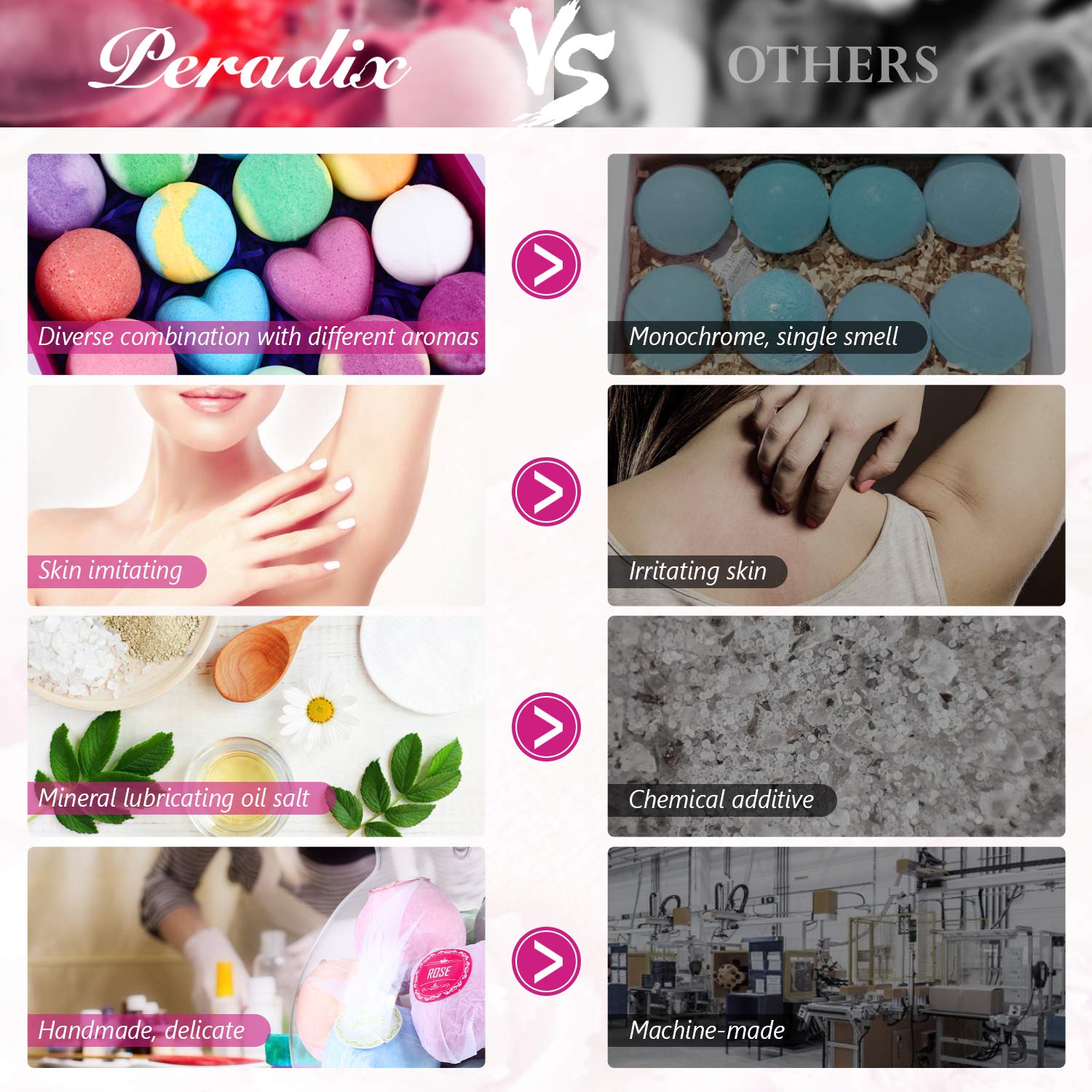 Peradix Boules de Bain Effervescentes 16 PCS - Kit de Boule pour Le Bain, Multicolores Bio pour Homme Femme Enfant,Spa Luxueux,Bain Moussant Senteur Relaxante,Coffret Bombes de Bain de Saint-Valentin