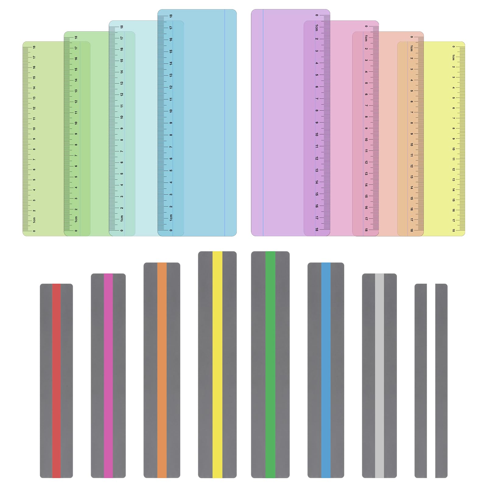 Zocipro 16Pcs Dyslexia Overlays, 8Pcs Reading Overlay Highlight Strips with 8 Reading Ruler, Coloured Dyslexia Aids for Reading Beginner, Dyslexia, ADHD, Irlens Syndrome, Reduce Visual Stress