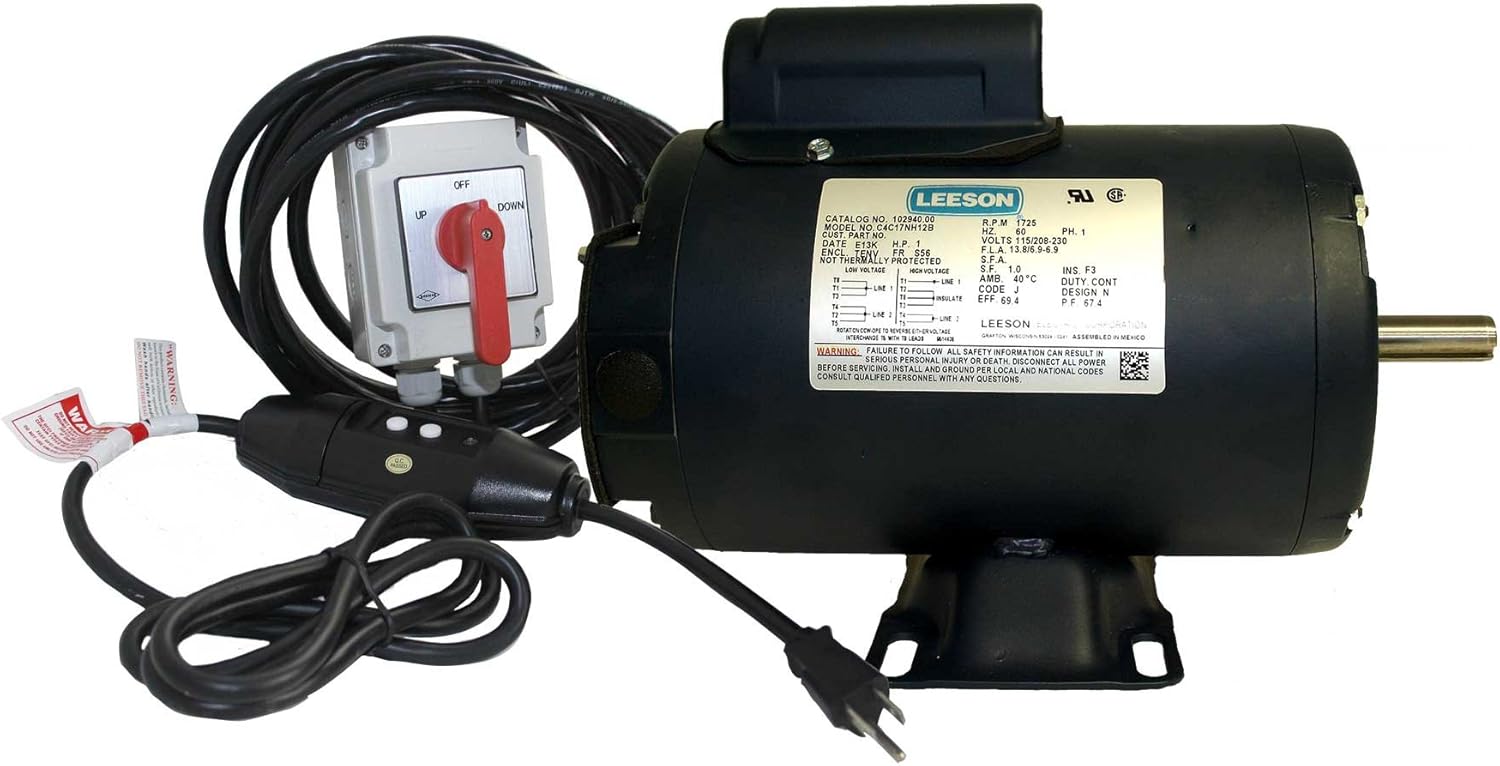 Leeson 1 HP 56 Frame Boat Lift Motor - Maintained Switch / 110v / 16 ft. Control Cable
