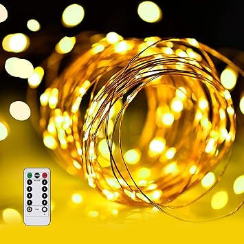 Amazon Co Jp Led イルミネーションライトurlife Ledストリングスライト 100球 10m 8種光るパターン 電池式 水を防ぎ フェアリーライト タイム設定付 調光可能 リモコン付属 屋内 屋外兼用 新年 バレンタインデー 贈り物 銅線ウォームホワイト ホーム キッチン