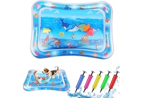 NOZLAID Comfort Cooling Water Mat for Cats, Interactive Sensory Play Mat with Thickened Leak Proof Sensor Tech, Durable Inflatable Baby Water mat Tummy time for Kittens, Kids & Dogs (Square Pad)