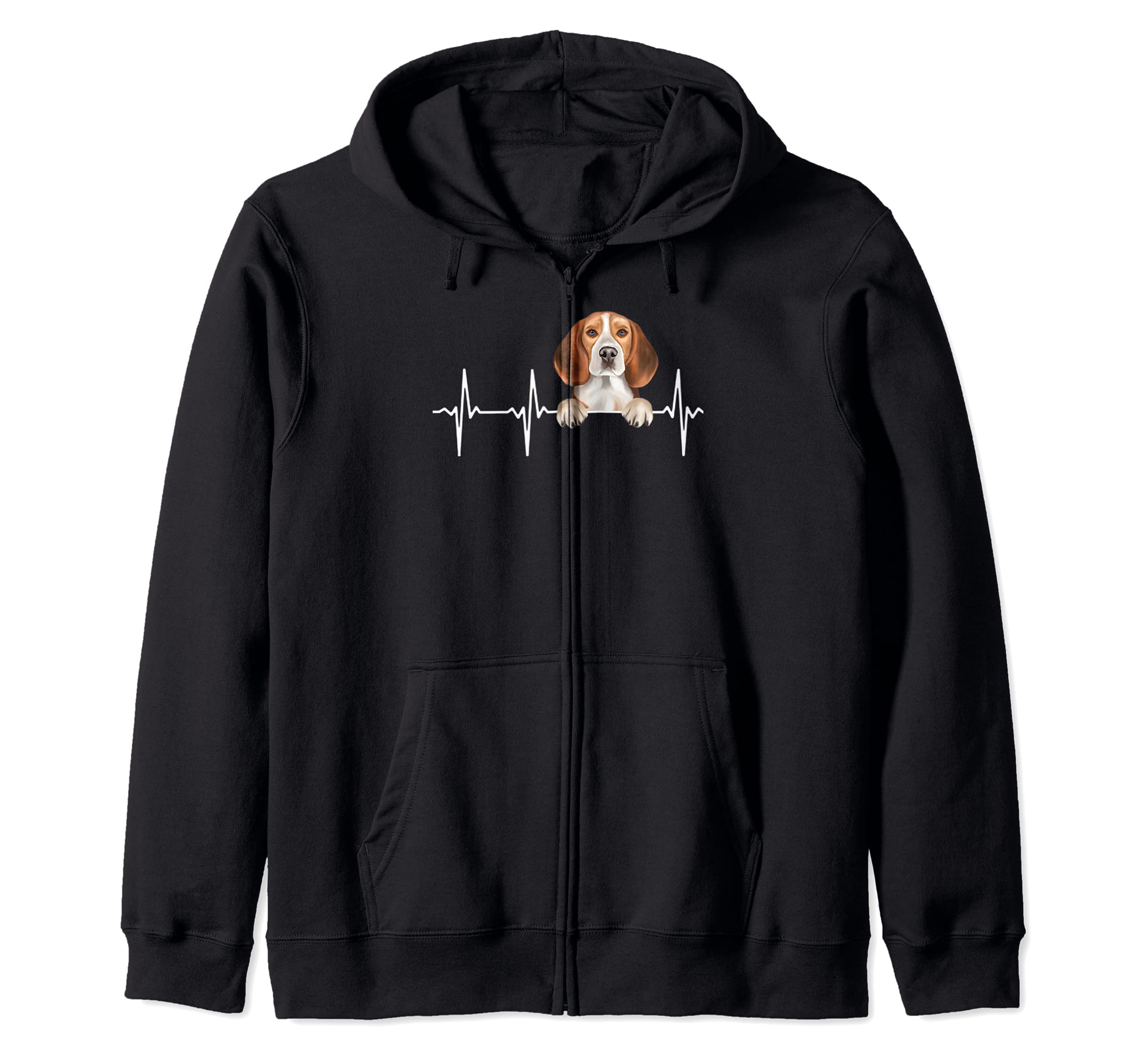 Funny Dog Heartbeat For Beagle Lovers Zip Hoodie