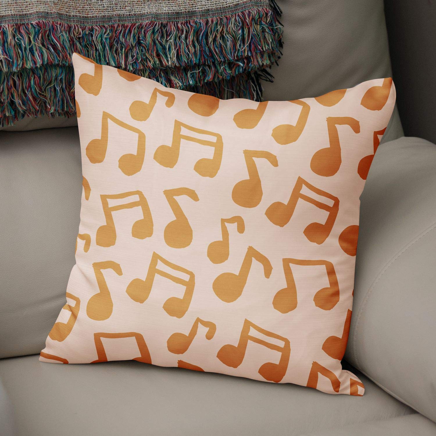 Bonamaison Decorative Cushion Cover Orange & Off White, Throw Pillow Covers, Home Decorative Pillowcases for Livingroom, Sofa, Bedroom, Size: 50x50 Cm - Designed and Manufactured in Turkey