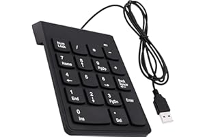 CybNemo USB Numeric Keypad Wired Number Pad Portable USB Numpad 18 Key Number Keyboard for Laptop, PC, Computer, Desktop- Bla