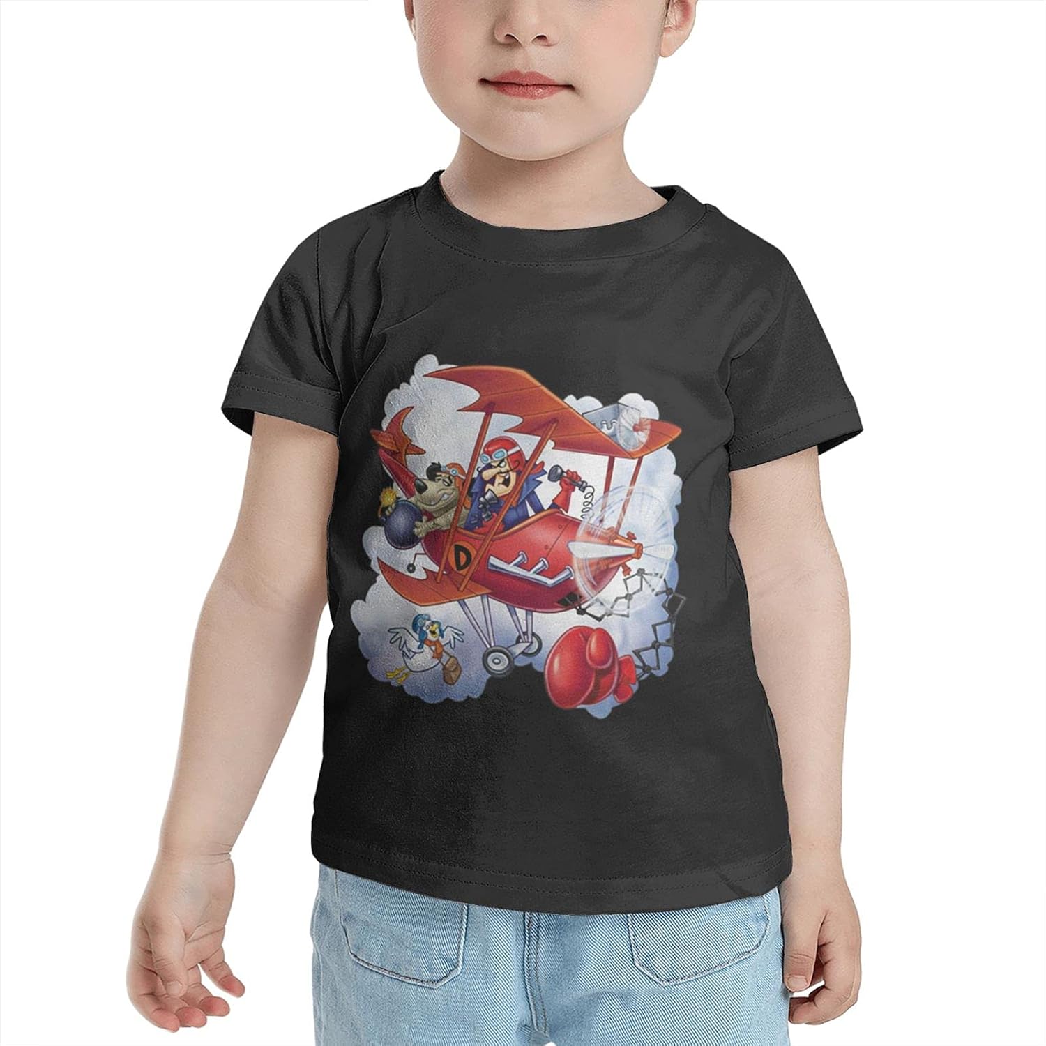 Amazon.com: Dastardly and Muttley Boys Girls Short Sleeve T-Shirt, Child Unisex Top Black Large 