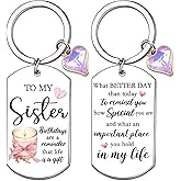Celaqiu Happy Birthday Gifts for Sister Women Keychain for Sisters Big Sister Gifts from Little Sisters Birthday Keychain for Bestie Friends