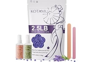 KOTAMU Wax Beads for Hair Removal, Professional Waxing Beads for Underarms, Chin, Bikini, Brazilian, Facial, Arm, Leg, Sensitive Skin, 2.5lb Hard Wax for Thick Thin Hair, Waxing Beans for Women & Men