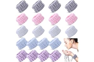 TS-MAYKA 20 Pcs Wrist Bands for Washing Face, Absorbent Face Washing Wristbands, Spa Wrist Towels Beauty Towel Bands Arm Bands for Washing Face for Stop Water Running Down Arms