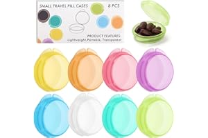Small Pill Case,8 Pack Travel Round Pill Boxes,Portable Mini Daily Pill Organizer Container,Tiny Medicine Storage for Pocket 