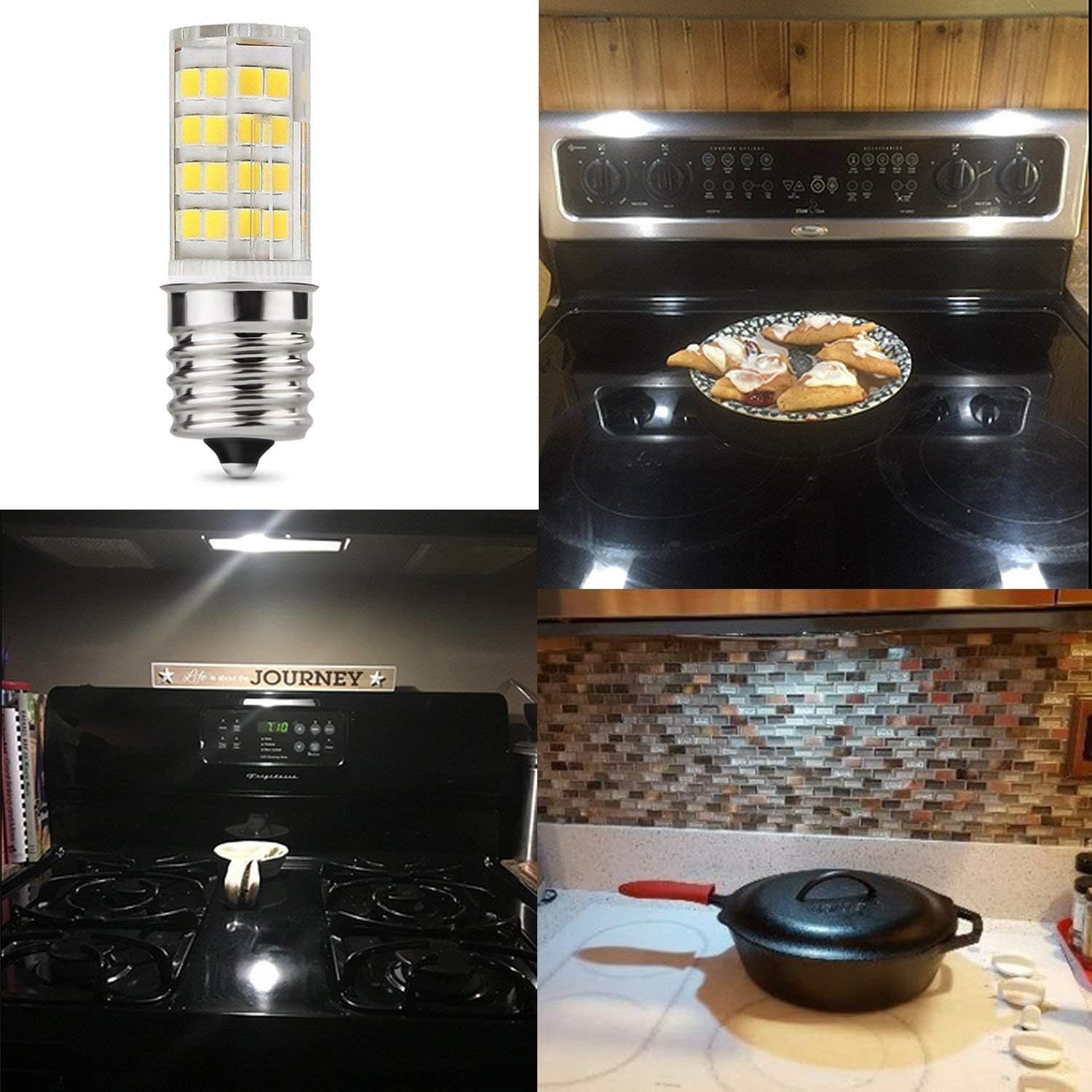 E17 LED Bulb, Microwave Oven Light 5 Watt Daylight White 6000K dimmable 52x2835SMD AC110-130V (Pack of 2) (Daylight White 6000K) - - 