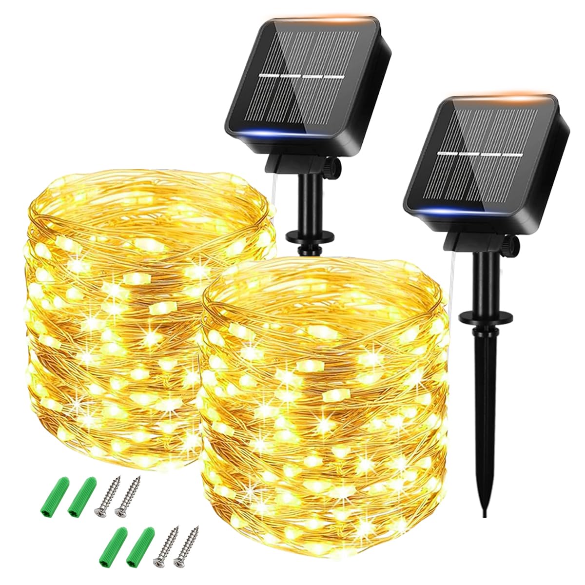 Solar String Lights Outdoor Garden Waterproof,[2Pack]Total 30M 260LED Solar Fairy Lights Extra-Long,8 Modes Copper Wire Solar Powered Outdoor Lights/Outside Decor Lighting for Garden Patio Yard