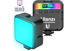 VIJIM Ulanzi VL49 RGB Video Light w 3 Cold Shoe,Mini Rechargeable LED Camera 360degFull Color Portable Photography Lighting Support Magnetic Attraction,2500-9000K Dimmable LED Panel Lamp w LCD Display