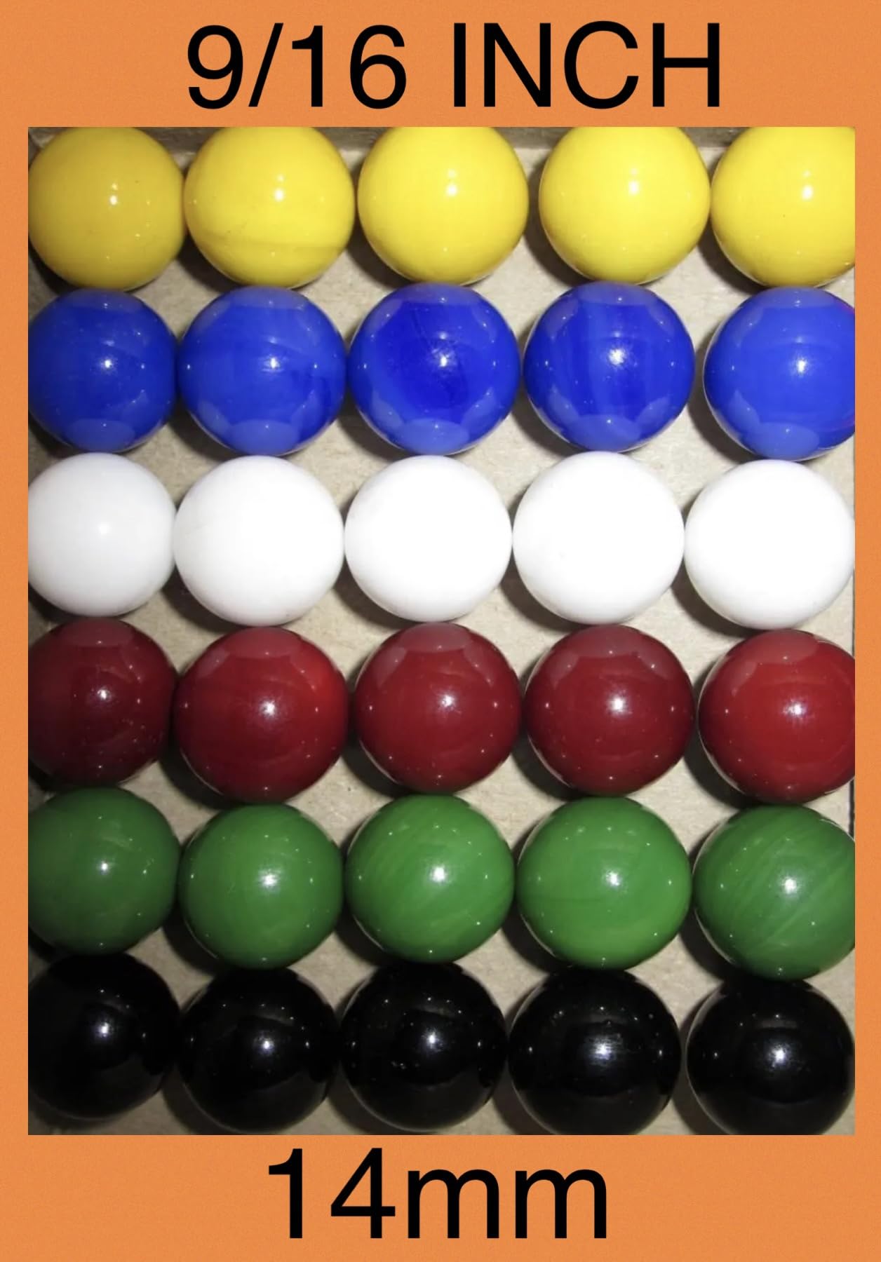 Big Game 30 Solid Color Replacement Marbles Wahoo Aggravation, Dirty Marbles Board Game 14mm Glass 9/16