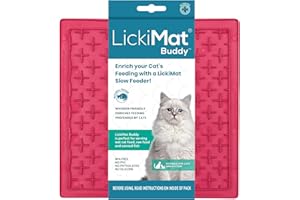 LickiMat Classic Buddy, Cat Slow Feeder Lick Mat, Boredom Anxiety Reducer; Perfect for Food, Treats, Yogurt, or Peanut Butter. Fun Alternative to a Slow Feed Cat Bowl or Dish, Pink