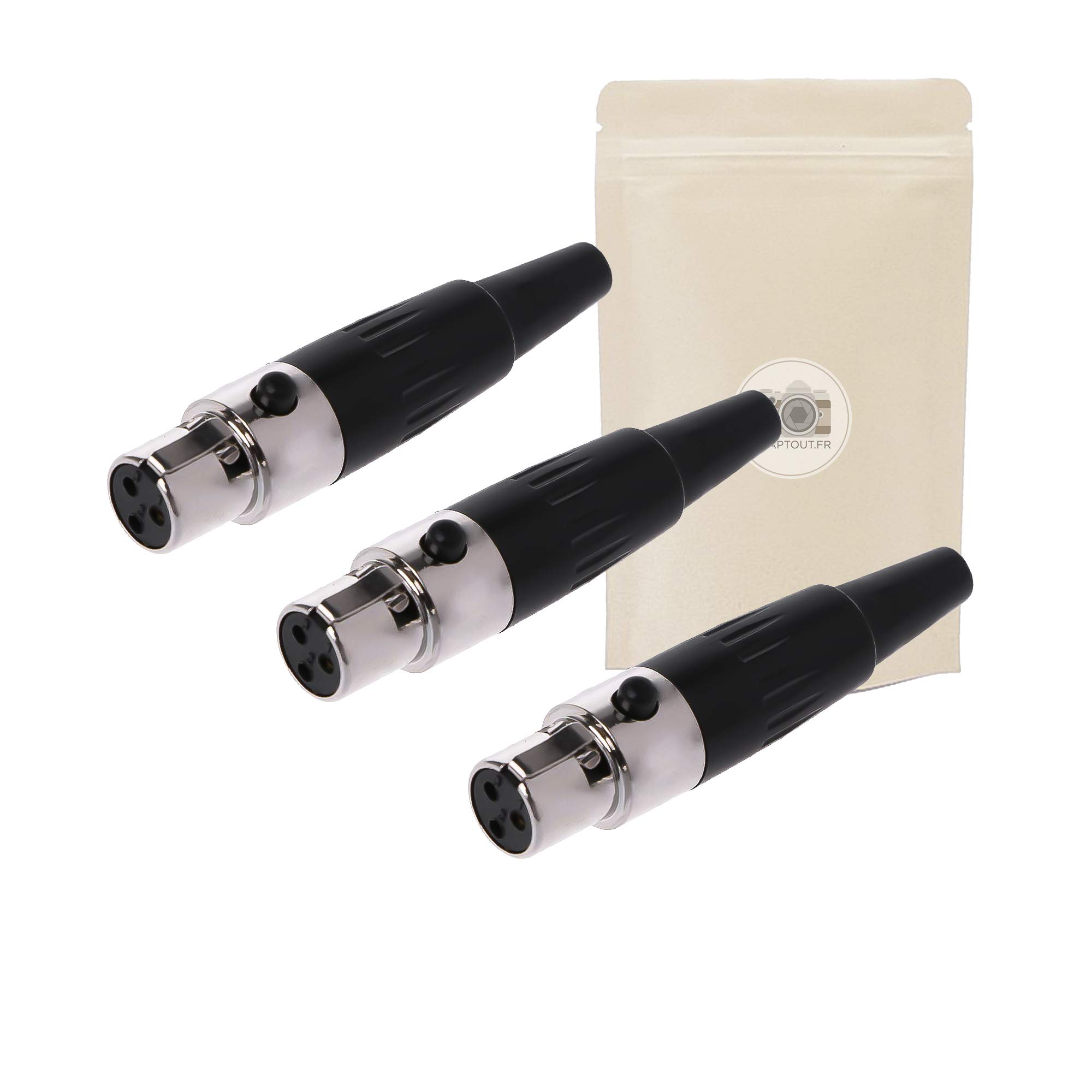 3x Mini XLR Female Solder Plug Connector Audio Solder Plug