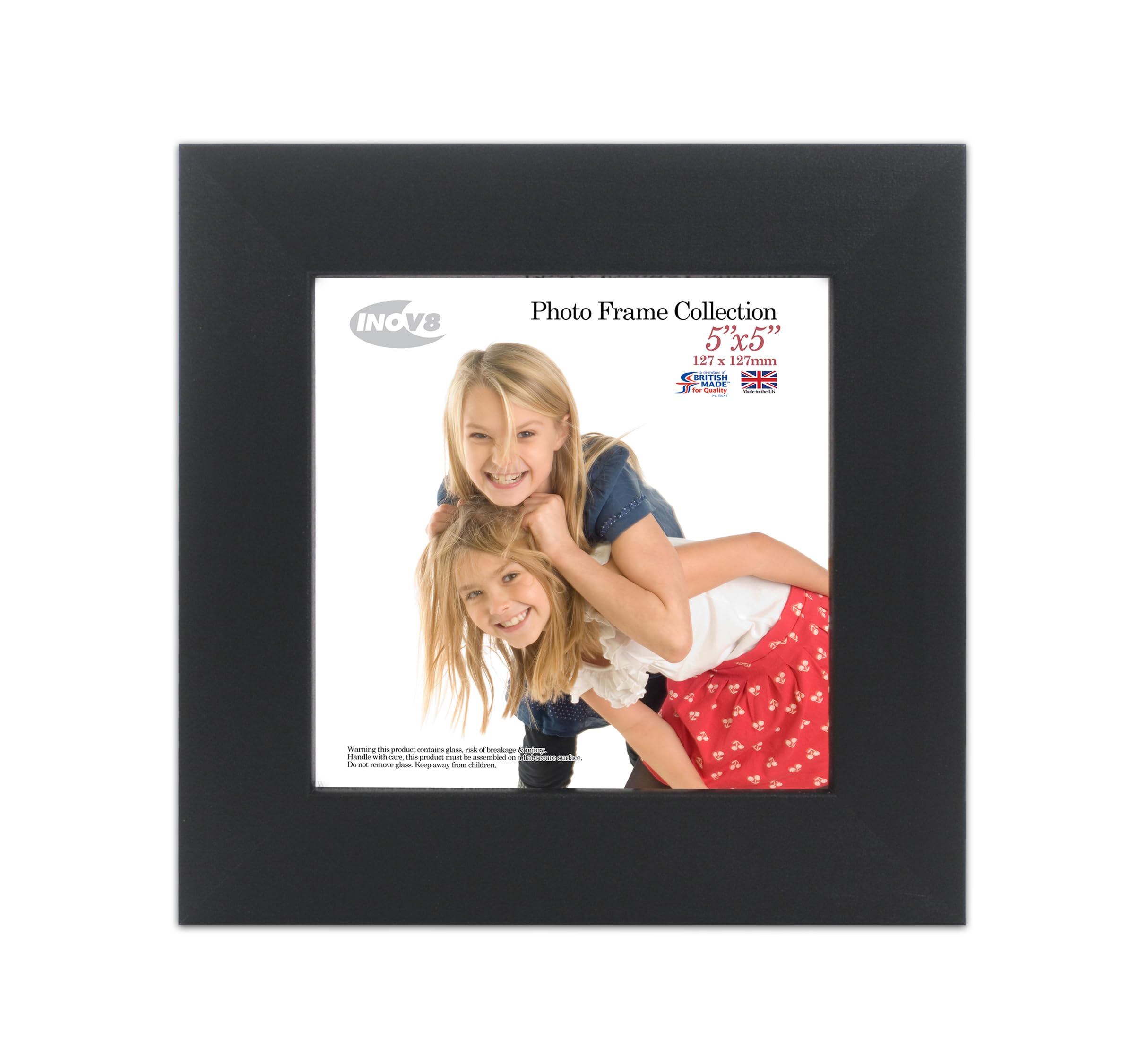 Inov8 British Made Real Wood Picture/Photo Frame 5x5" Inch(12x12cm) - Kayla 30mm Black