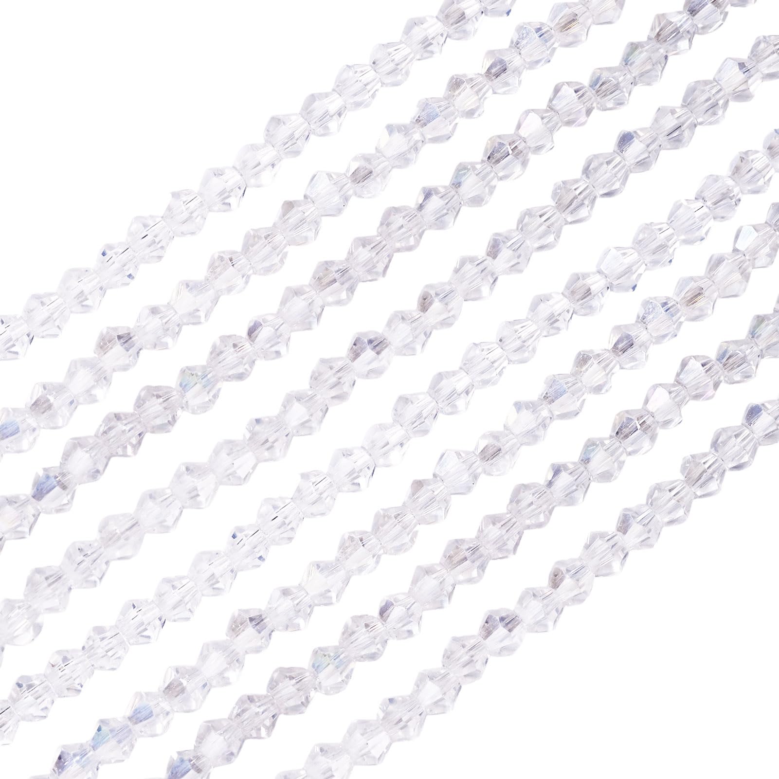PandaHall 10 Strands 4mm Bicone Faceted Crystal Glass Beads Clear AB Color Plated Spacer Charm Beads for Bracelet Necklace Jewelry Making DIY Craft Projects