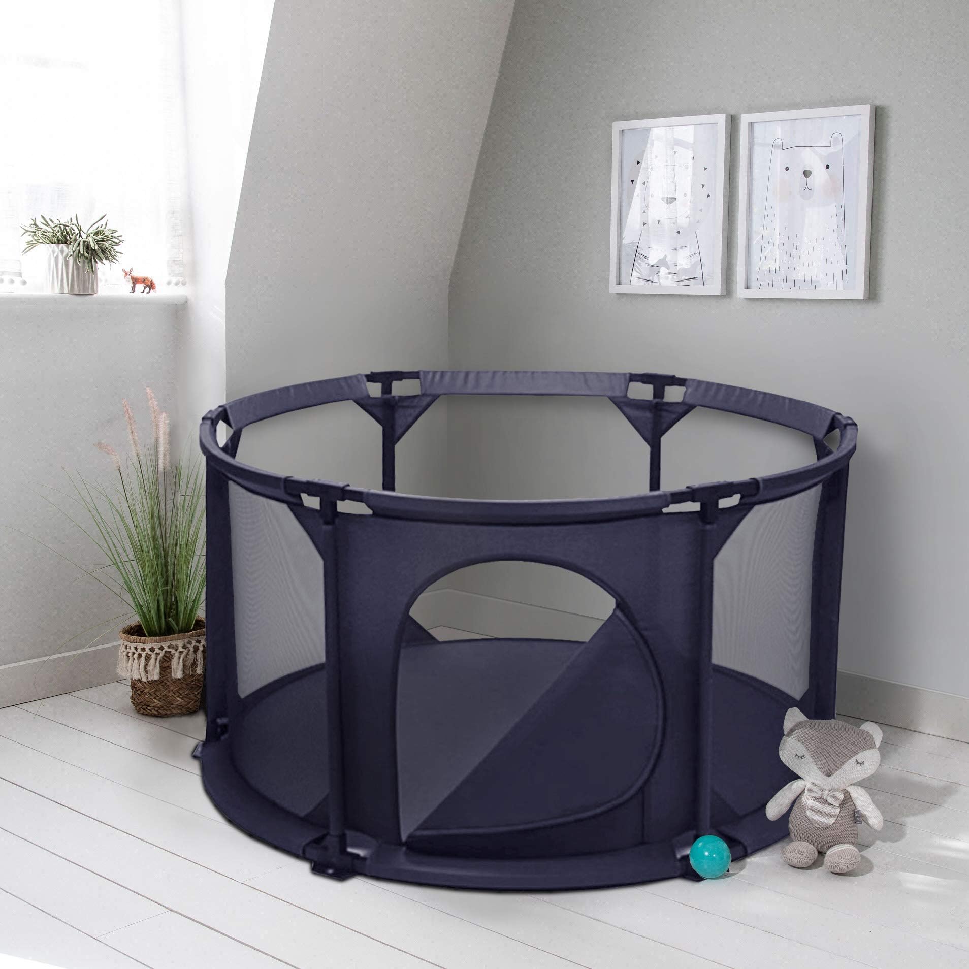 Baby Infant Playpen Indoor Outdoor Large (ร 140cm) - Navy