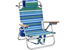 FREETOUR Backpack Beach Chairs for Adults Capacity 300 LBS Low 5 Position Beach Chair with Pouch Straps Folding Lightweight Reclining Aluminum Wide Lay Flat Single