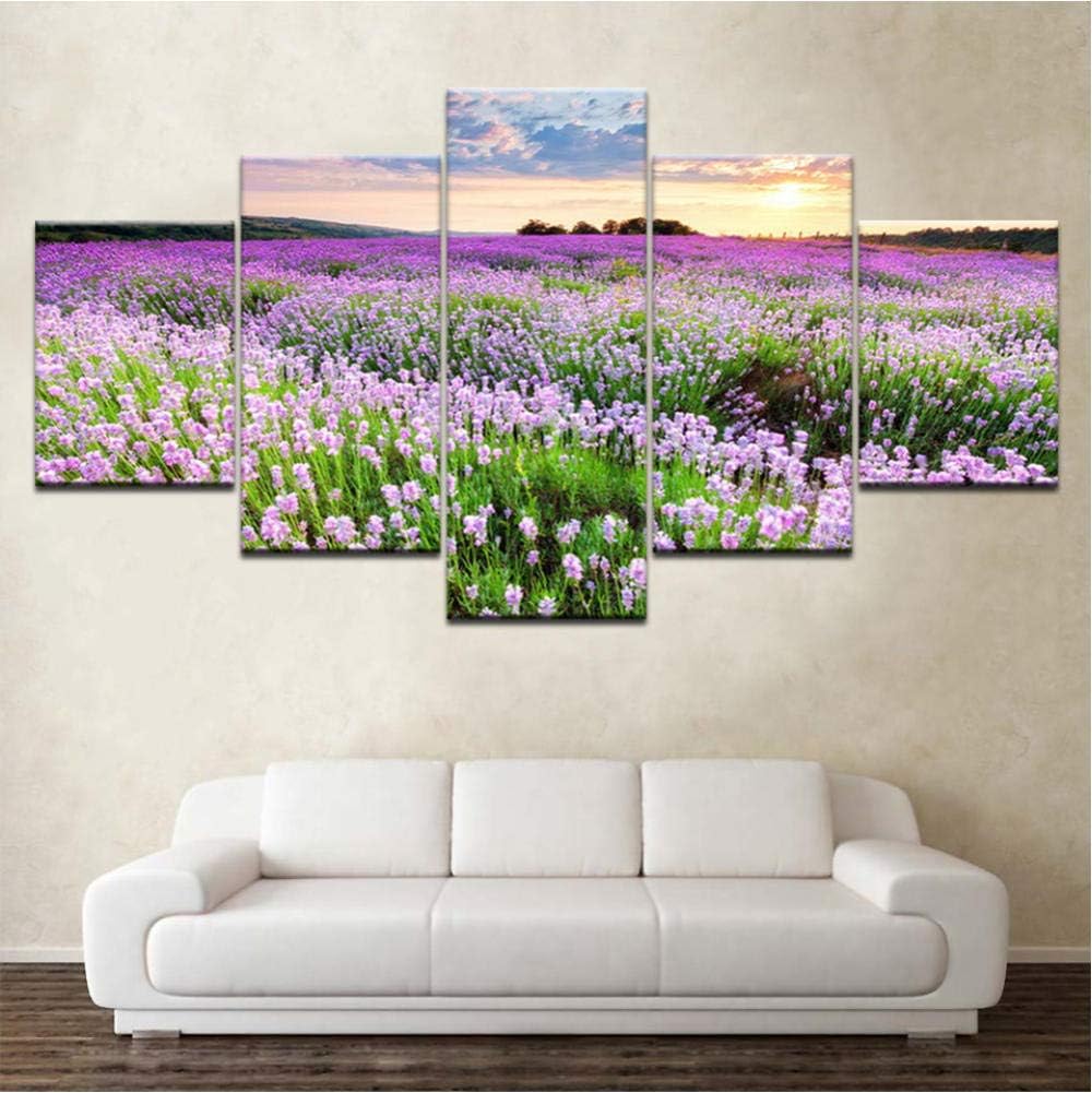 RGHJH 5 Piezas de decoración del hogar, Arte, Pared, Flores de Lavanda