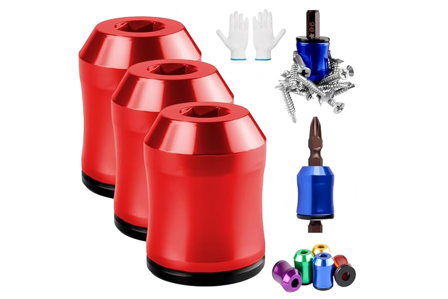 Screwdriver Head Magnetic Ring, 2026 Upgraded Magnetizer Screw Removable Household Tool Magnetic Screw holder Universal Magnetizer for Hex Screwdrivers & Power Bits (3Pcs Red)