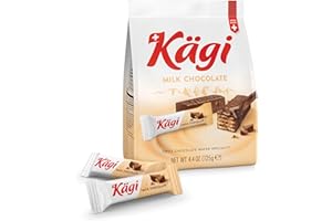 Swiss Milk Chocolate Covered Mini Wafers by Kägi, Crispy Coated Sweet Snacks, Premium Individually Wrapped Treats, Chocolate, Classic Kägi, 125g Bags