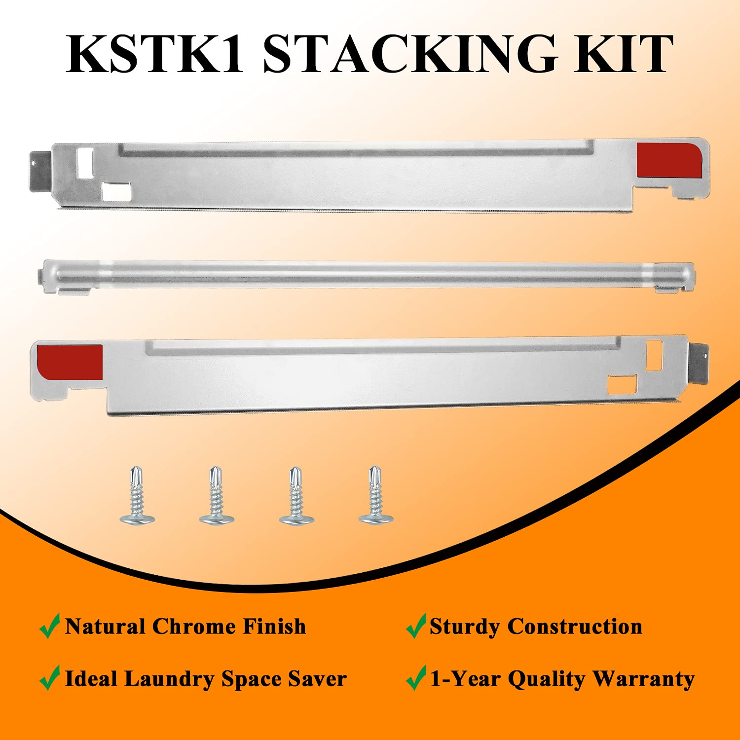 KSTK1 27-inch Laundry Stacking Kit Replacement for LG Washer & Dryer - Solid Metal with Chrome Coated