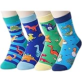 HAPPYPOP Funny Socks for Kids - Sloth Dinosaur Gifts, Christmas Stocking Stuffers for Boys