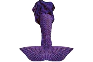 Fu Store Mermaid Tail Blanket Crochet Mermaid Blanket for Women Girls All Seasons Sofa Sleeping Blanket Birthday Wedding Mother's Valentine's Day 71‘’x35‘’ Purple