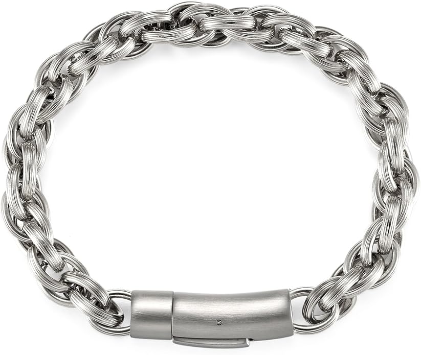 JewelryWe Schmuck Herren Armband, Hochglanz Poliert Twisted Armkette