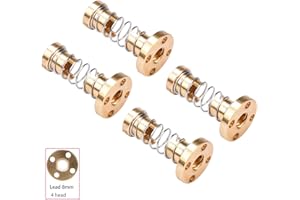 BIGTREETECH Direct T8 Anti Backlash Spring Loaded Nut for 8mm Acme Threaded Rod Lead Screws - Pitch 2mm, Elimination Gap Nut - DIY CNC 3D Printer Parts (Pack of 4)