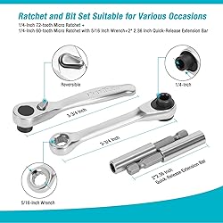 DURATECH 56-pieces 1/4" Mini Ratchet Wrench and