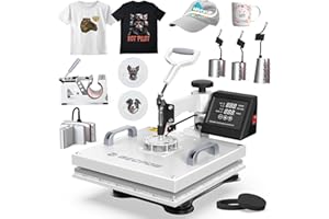 MECPOW 8 in 1 Heat Press 15x15 Inch, Heat Press Machine for T Shirts, Hat Press, Sublimation Printers Mug, 30 OZ Tumbler Heat Press, 360-Degree Swing Away Professional Heat Transfer Multifunction Combo