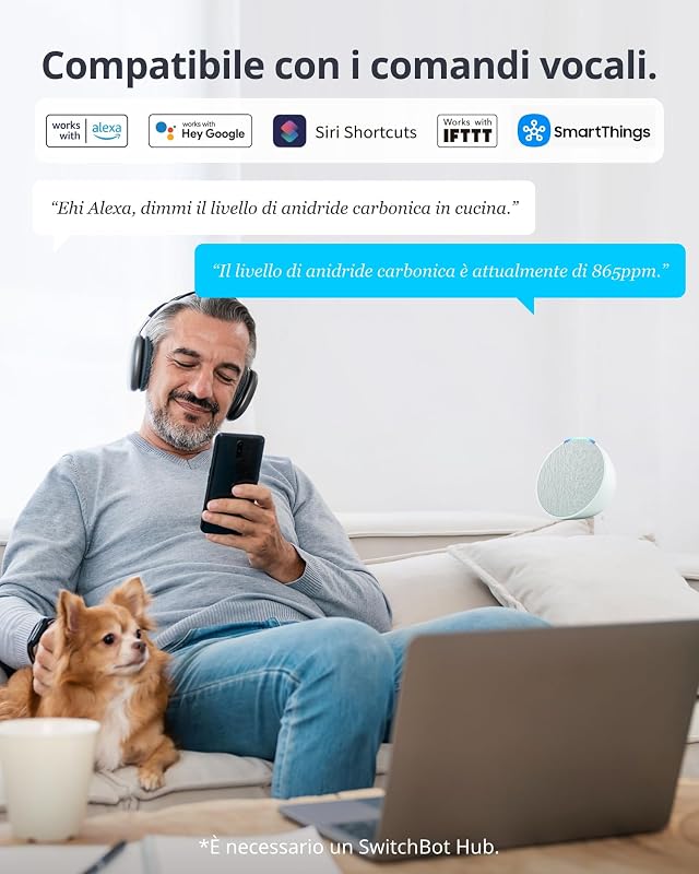 rilevatore di CO2, termometro ambiente interno con sensore CO2, ampio display, tester di qualità dell'aria Bluetooth, igrometro umidità casa