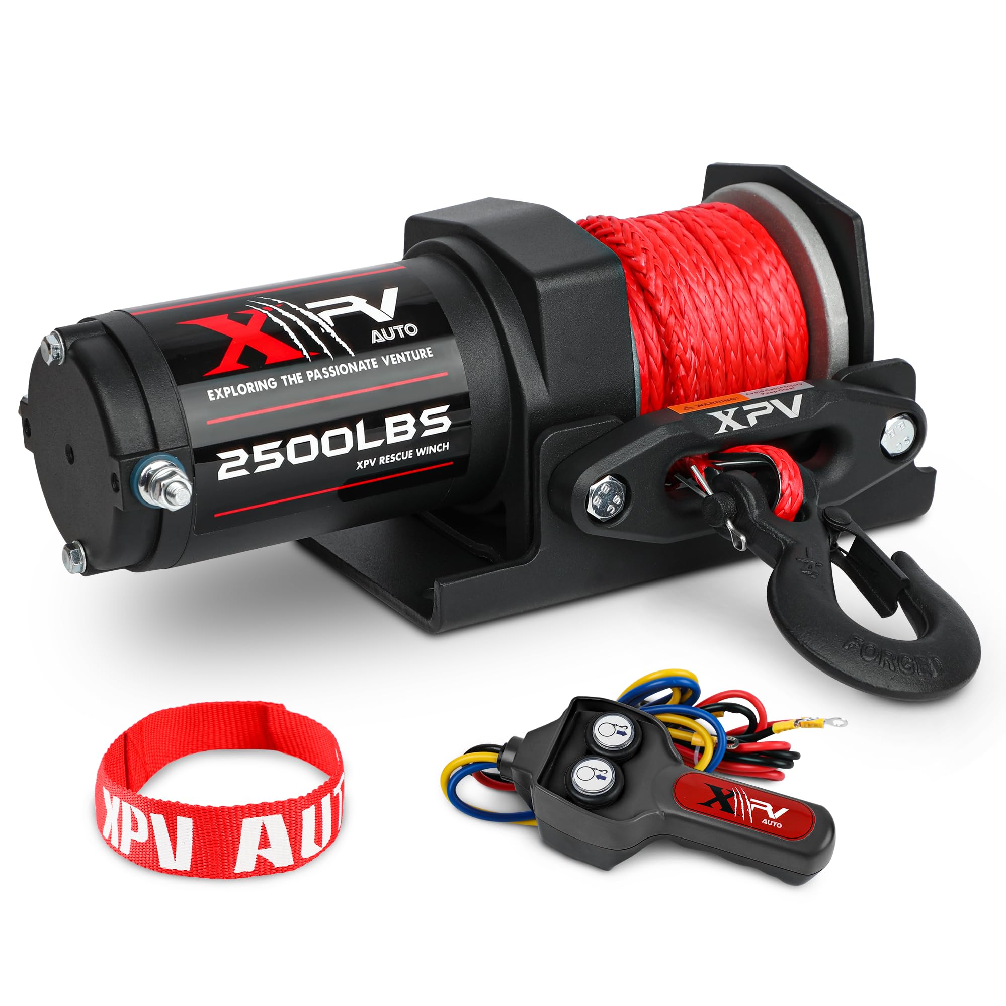 Photo 1 of XPV AUTO 2500lbs Electric Winch 12V Synthetic Rope Nylon Towing Winches for ATV UTV Boat Trailer