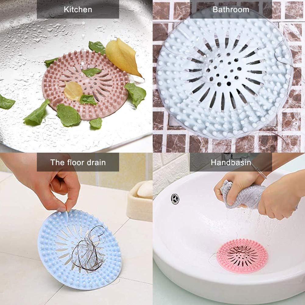Hair Catcher Durable Silicone Hair Stopper Shower Drain Covers Easy to Install and Clean Suit for Bathroom Bathtub and Kitchen 5 Pack - - 