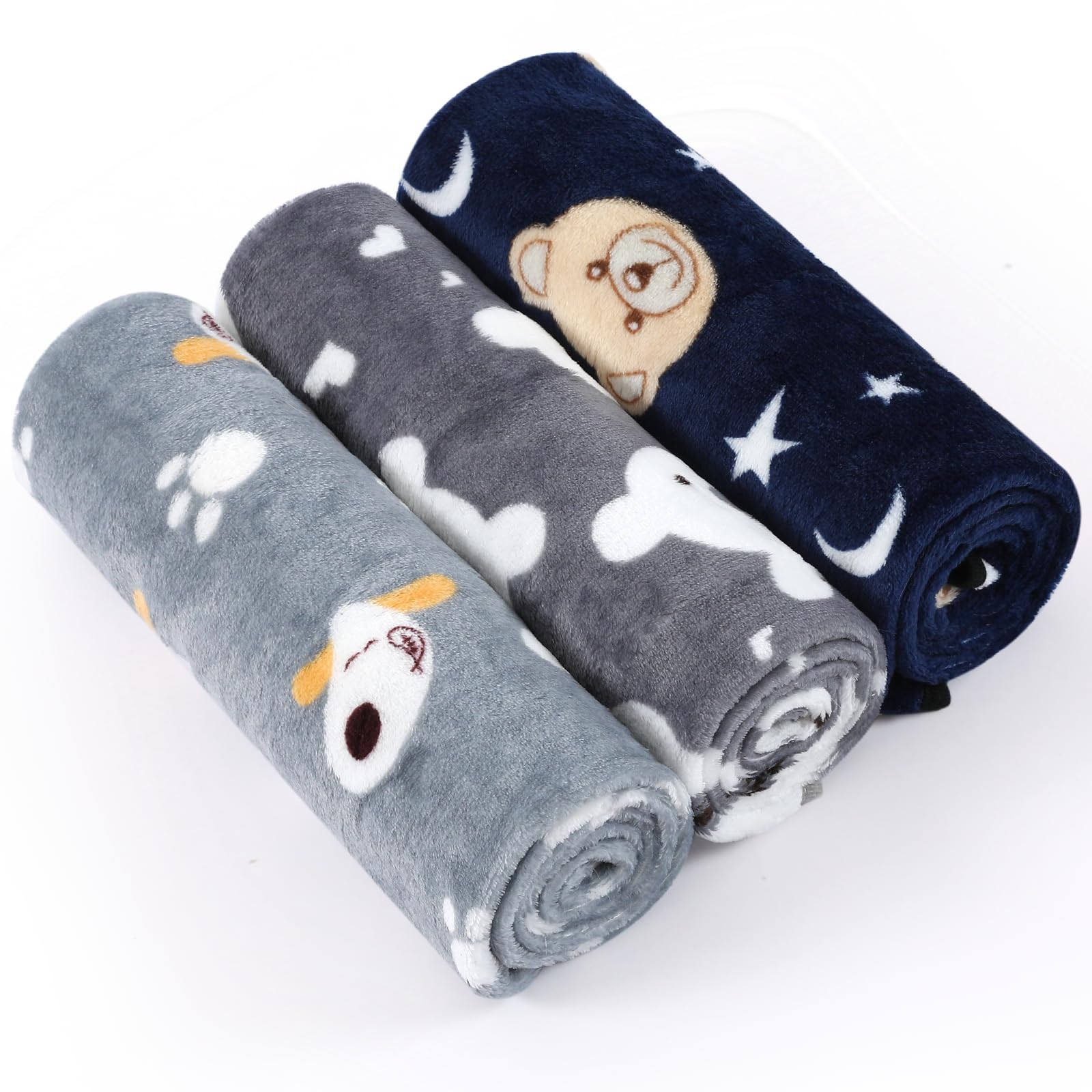 COMSLE Fluffy Dog Blankets Washable for Small Medium Large Dogs, 3 Pack Soft Fleece Cat Blankets for indoor cats, Pet Puppy Blanket Sleeping Mat for Sofa Bed