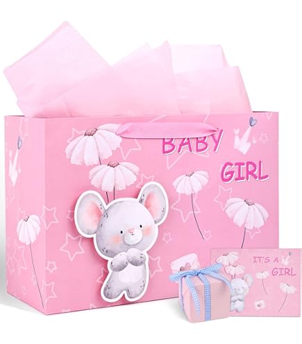 Lyforpyton Gift Bags With Tissue Paper 12.5"x9.8"x5.1" Pink - View #10