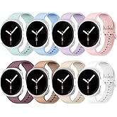 8 Pack Sport Bands for Samsung Galaxy Watch 8 Band 40mm 44mm/8 Classic Band 46mm Women Men,Waterproof Soft Silicone Strap Rubber Wristband for Samsung Galaxy Watch 8/8 Classic Bands 40 44 46 mm