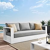 Modway Tahoe Aluminum Outdoor Patio Sofa in White Gray