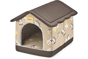 Jiupety Dog House Indoor, L Size Indoor Dog House for Medium Dog, Warm Cave Sleeping Nest Bed for Cats and Dogs, Brown